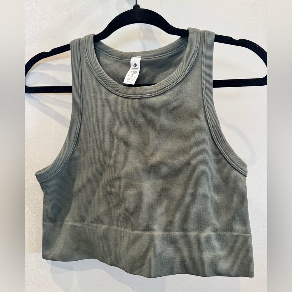 Olive Green Seamless Workout Tank (Large)